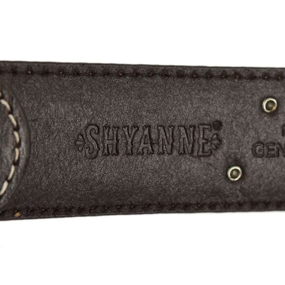 Shyanne Brown Western Embroidered Leather Belt With Silver Floral Buckle Medium - Picture 4 of 4